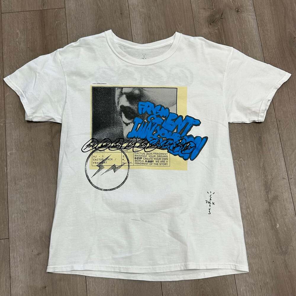 SS21 Travis Scott Cactus Jack For Fragment Manifest Tee T Shirt White sz Medium